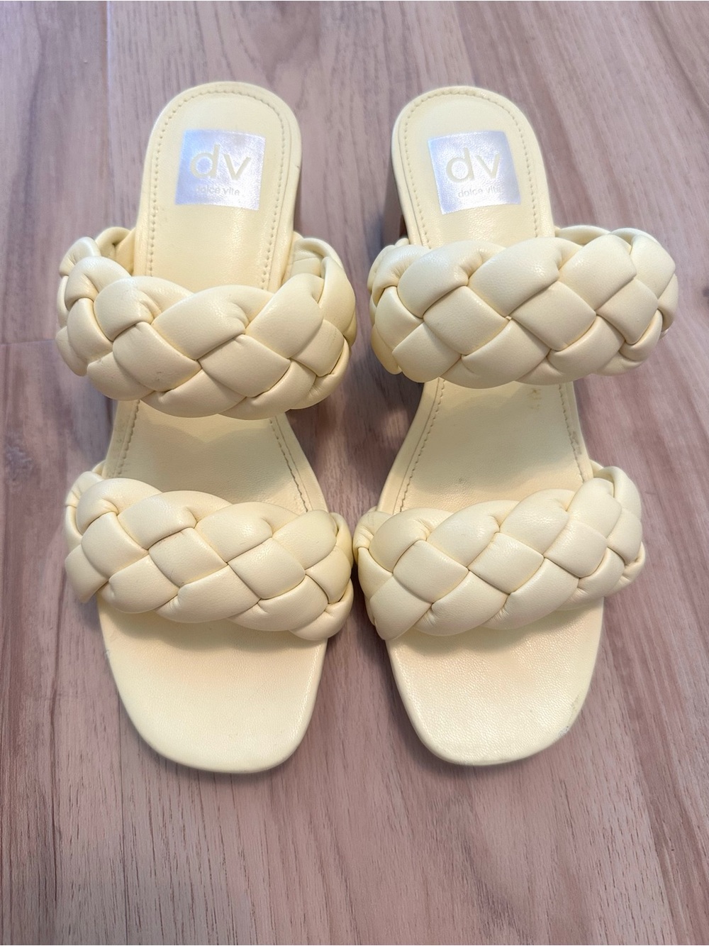 DV by Dolce Vita Butter Yellow Braided Double-Strap Slide Sandals